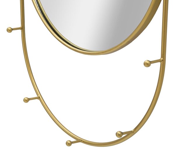 Specchio da Muro Appendi Abiti 40x5,5x79,5 cm in Ferro e MDF Oro