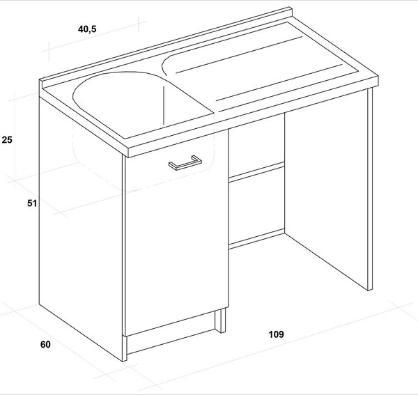 Lavatoio e Coprilavatrice 109x60x89cm Asse in Legno Montegrappa Marella Bianco Sinistro