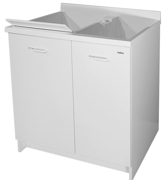 Mobile Lavatoio 80x60x85cm 2 Ante 2 Vasche Asse in Termoplastico Montegrappa Edilla Bianco