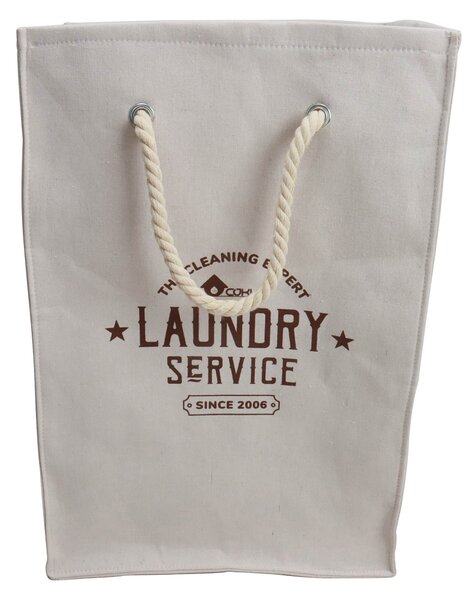 Borsa Portabiancheria con Manici 60x29x40 cm in Tessuto Beige