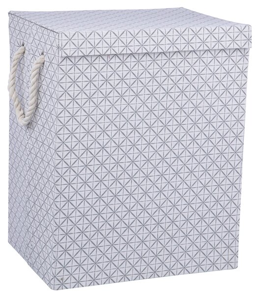 Cesto Portabiancheria Pieghevole con Manici 50x30x40 cm in Poliestere Grigio e Bianco