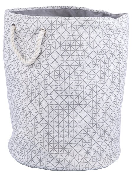 Cesto Portabiancheria con Manici Ø40x50 cm in Poliestere Grigio e Bianco