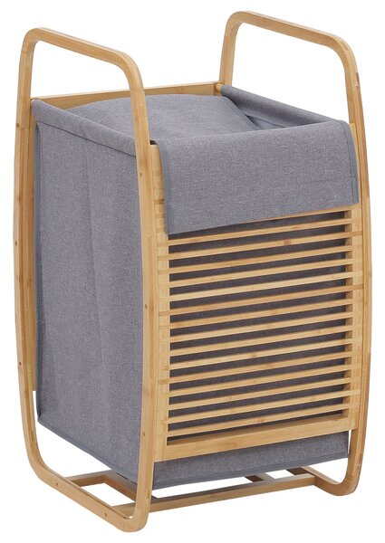 Cesto Portabiancheria 38,5x46,5x75 cm in Bambù Sacco in Tessuto Grigio
