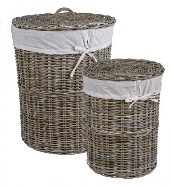 Set 2 Portabiancheria Narra Bianco in Fibre Naturali