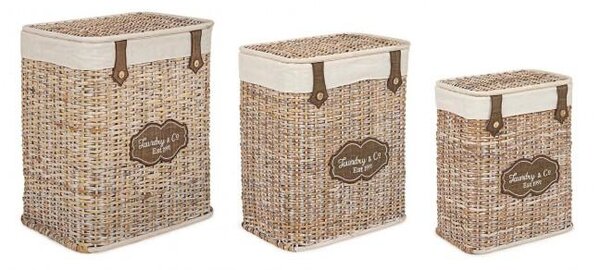 Set 3 Portabiancheria Provenzale Naturale in Rattan