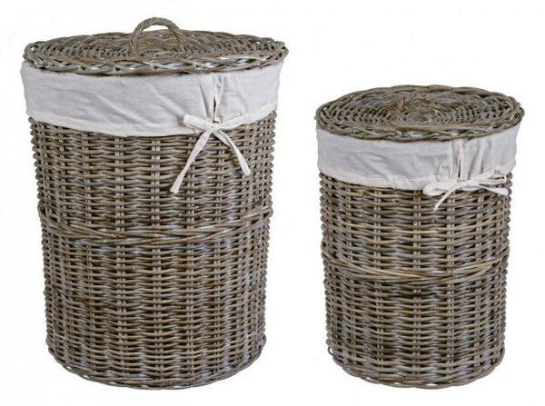 Set 2 Portabiancheria Narra Bianco in Fibre Naturali