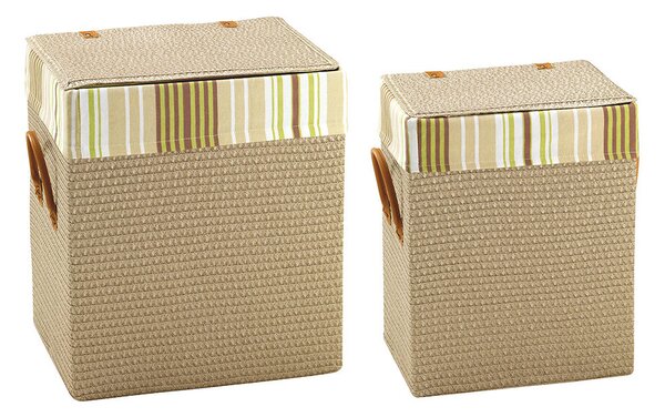 Set 2 Portabiancheria Rettangolare in Polipropilene Beige Fadi