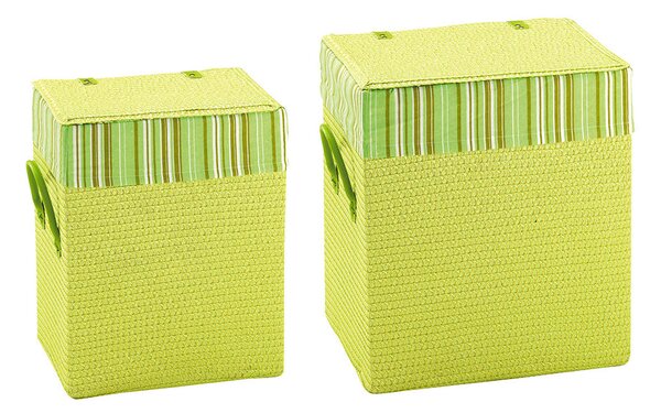 Set 2 Portabiancheria Rettangolare in Polipropilene Verde Fadi