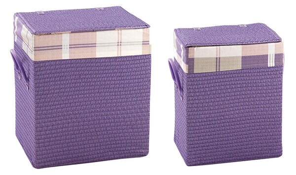 Set 2 Portabiancheria Rettangolare in Polipropilene Viola Fadi