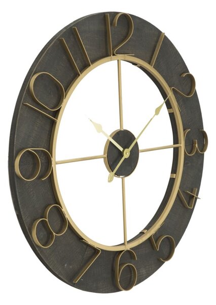 Orologio da Muro Dark Glam Ø70x5 cm in Ferro e MDF Nero e Oro