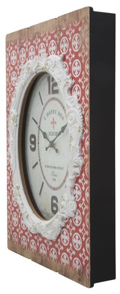 Orologio Shiny 42x7,5x58 cm MDF e Vetro Rosso e Bianco