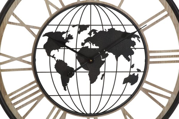 Orologio da Muro World Dark Ø70x5 cm in Ferro e MDF