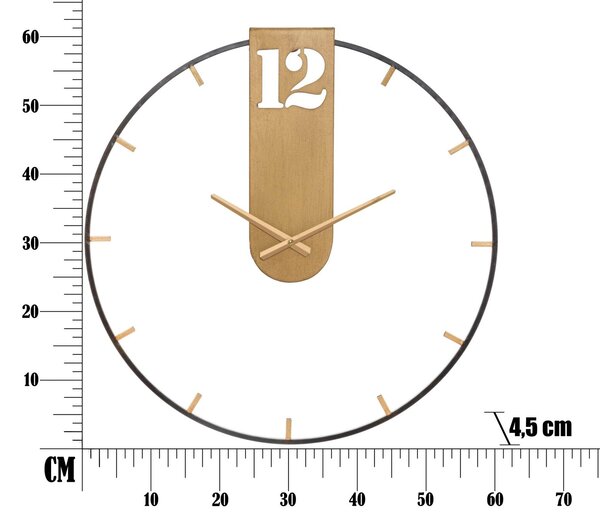 Orologio da Muro Oroy Ø60x4,5 cm in Ferro Oro e Nero