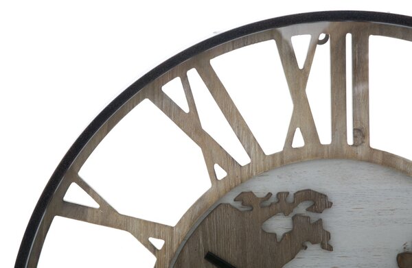 Orologio da Muro World Class Ø60x6 cm MDF e in Ferro Marrone