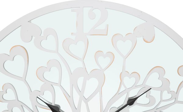 Orologio da Muro Heart/Tree Ø55x4,5 cm in Ferro MDF e Specchio Bianco