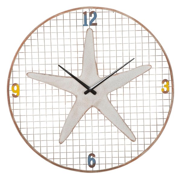 Orologio da Muro Stella Marina Ø57x3,5 cm in Ferro Bianco