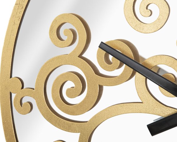 Orologio Oro Tree Ø55x4 cm in Ferro Specchio e MDF Oro