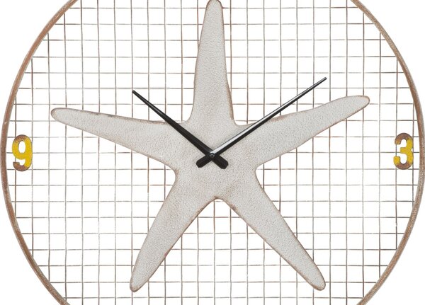 Orologio da Muro Stella Marina Ø57x3,5 cm in Ferro Bianco