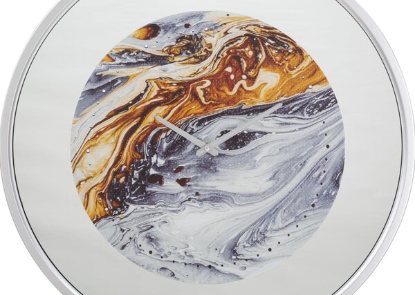 Orologio da Muro Mirror Grey Ø60x5 cm in Ferro MDF e Vetro Multicolor
