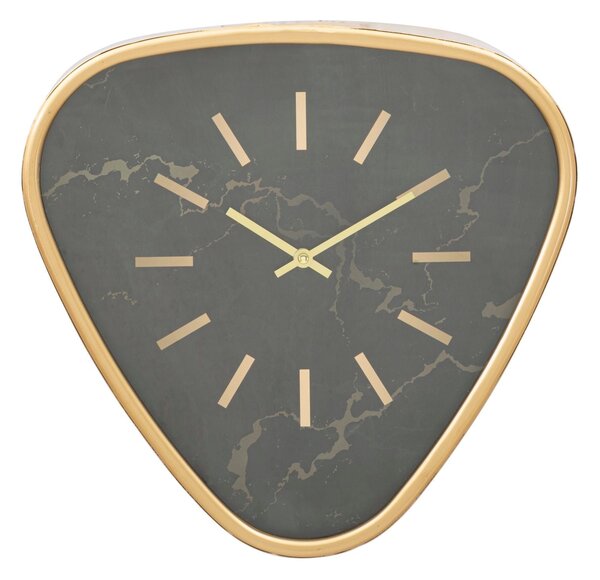 Orologio da Muro Triangle 40x6x38 cm in Ferro MDF e Vetro Oro e Nero