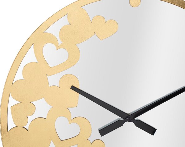 Orologio Oro Heart Ø55x4 cm in Ferro Specchio e MDF Oro