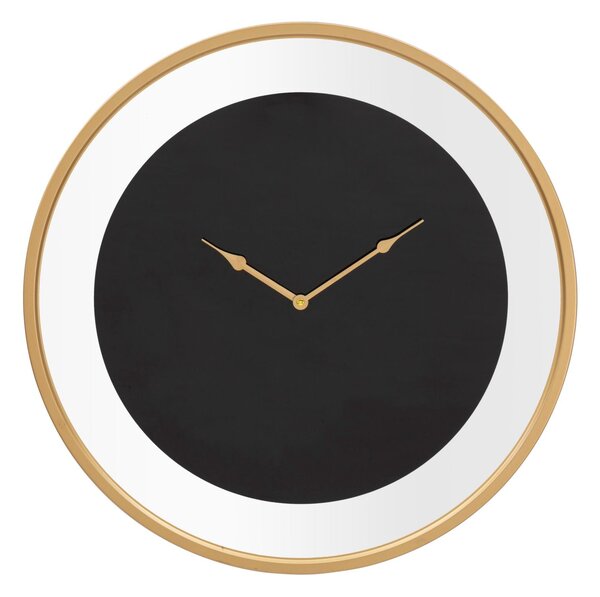 Orologio da Muro Fashion Ø60x5 cm in Ferro e Vetro Oro e Nero