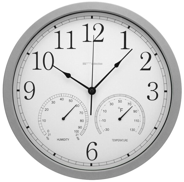 Orologio da Muro Ø35x4 cm in Plastica e Vetro Bianco e Grigio