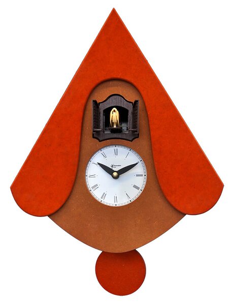 Orologio a Cucù da Parete 30X34X10Cm Pirondini Italia New W Arancio
