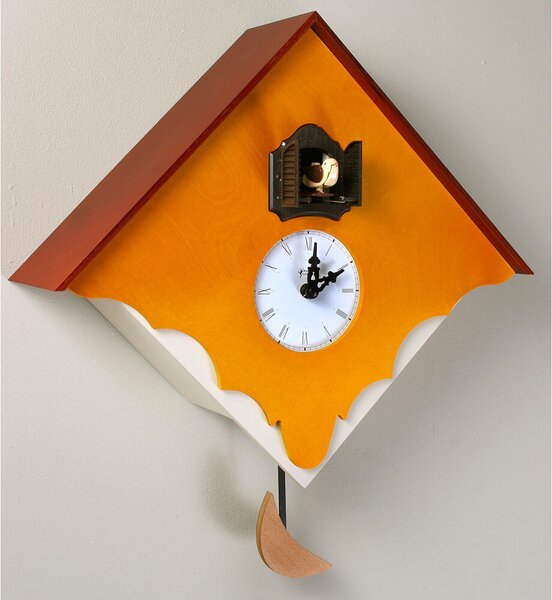 Orologio a Cucù da Parete 38X38X12Cm Pirondini Italia Chalet Ciliegio