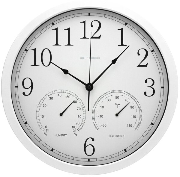 Orologio da Muro Ø35x4 cm in Plastica e Vetro Bianco
