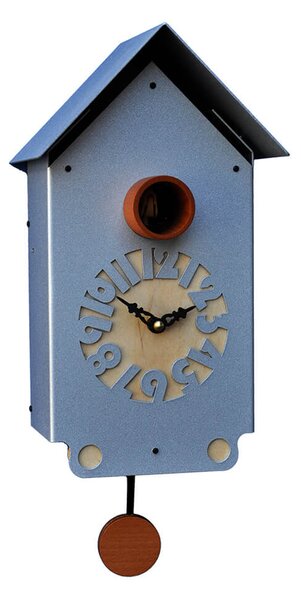 Orologio a Cucù da Parete 17X30X12Cm Pirondini Italia Casetta Alluminio Argentato