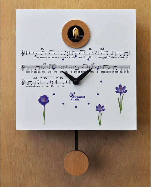 Orologio a Cucù da Parete 20,5X20,5X10Cm Pirondini Italia Primavera Bianco