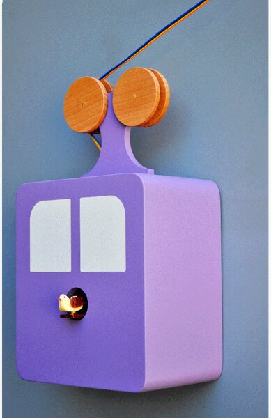 Orologio a Cucù da Parete 30X52X10Cm Pirondini Italia Funivia Lilla Blu