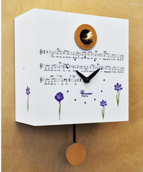 Orologio a Cucù da Parete 20,5X20,5X10Cm Pirondini Italia Primavera Bianco
