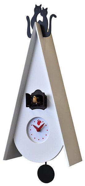 Orologio a Cucù da Parete 25X55X11Cm Pirondini Italia Gattini Bianco