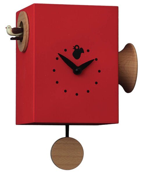 Orologio a Cucù da Parete 15X16X11Cm Pirondini Italia Trombettino Rosso