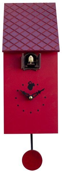 Orologio a Cucù da Parete 13x30x12 cm Pirondini Italia Portofino Rosso Carminio
