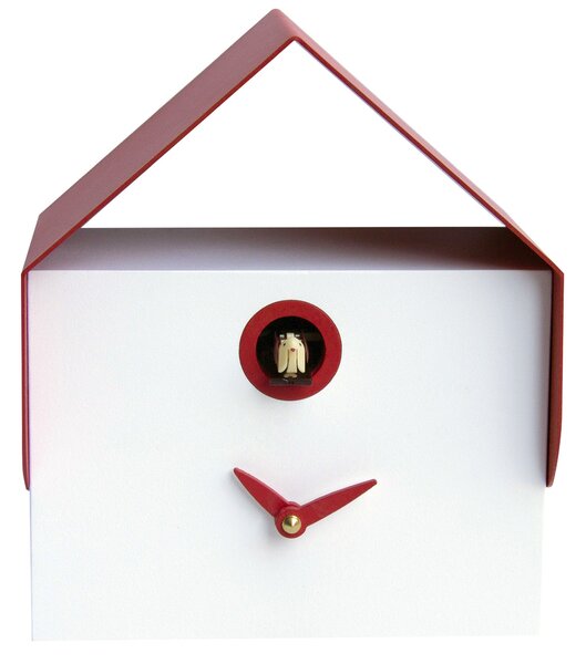 Orologio a Cucù da Parete e Tavolo 19,5x23x14 cm Pirondini Italia Dotto Bianco e Rosso