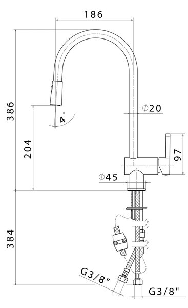 Rubinetto Cucina Miscelatore Monocomando Doccetta Estraibile Apell AP7091CR Cromato
