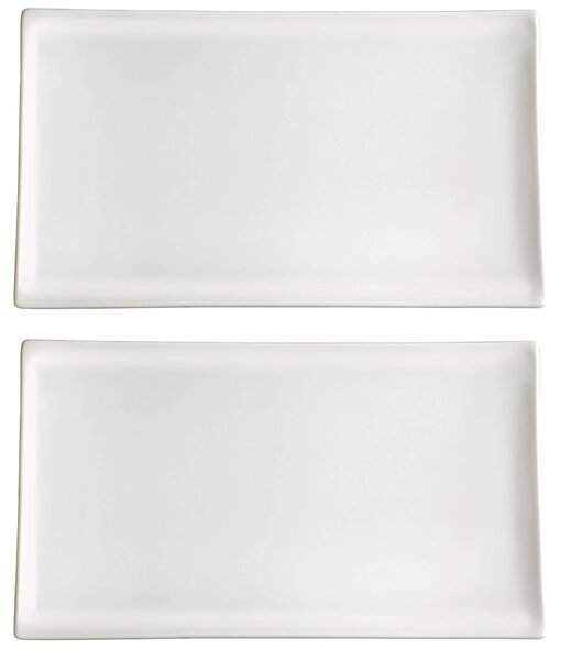 Set 2 Vassoi Rettangolari 34x16x2,4 cm in Porcellana Allluminica Kaleidos Aluxina Bianchi