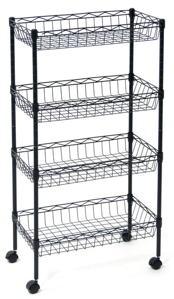 Carrello da Cucina 45x25x85 cm 4 Ceste in Metallo Fumer Derby Nero