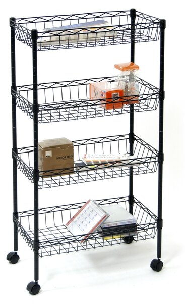 Carrello da Cucina 45x25x85 cm 4 Ceste in Metallo Fumer Derby Nero