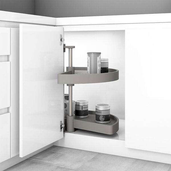 Cestello Girevole Ø65 cm per Mobile da Cucina 80 cm in Plastica Emuca Grigio