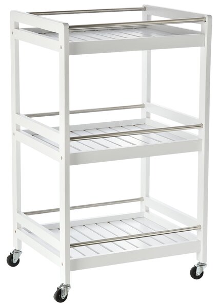 Carrello da Cucina 45x38x78 cm 3 Ripiani in Legno Bianco