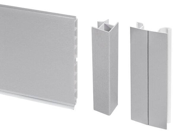 Battiscopa per Mobili Cucina 4,7m H10 cm con Giunti in Plastica Emuca Anodizzato Satinato