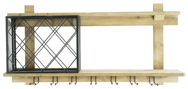 Mensola con Portabicchieri e Portabottiglie 99x22x49 cm Uri in Legno