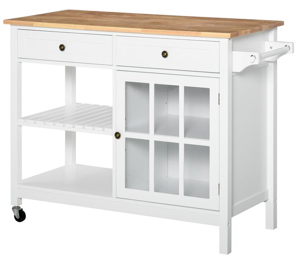 Mobiletto Carrello da Cucina 116,5x48x86,5 cm in MDF con Cassetti e Mensole Bianco