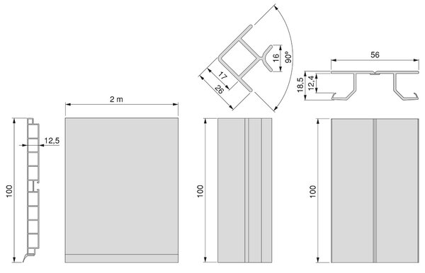 Battiscopa per Mobili Cucina 4,7m H10 cm con Giunti in Plastica Emuca Anodizzato Satinato