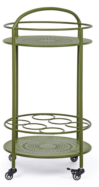 Carrello da Cucina 45x81 cm con Portabottiglie e Ruote in Acciaio Verde
