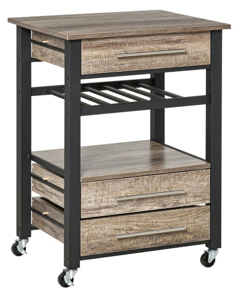 Carrello da Cucina 60x50x84,5 cm in Legno Truciolato Marrone